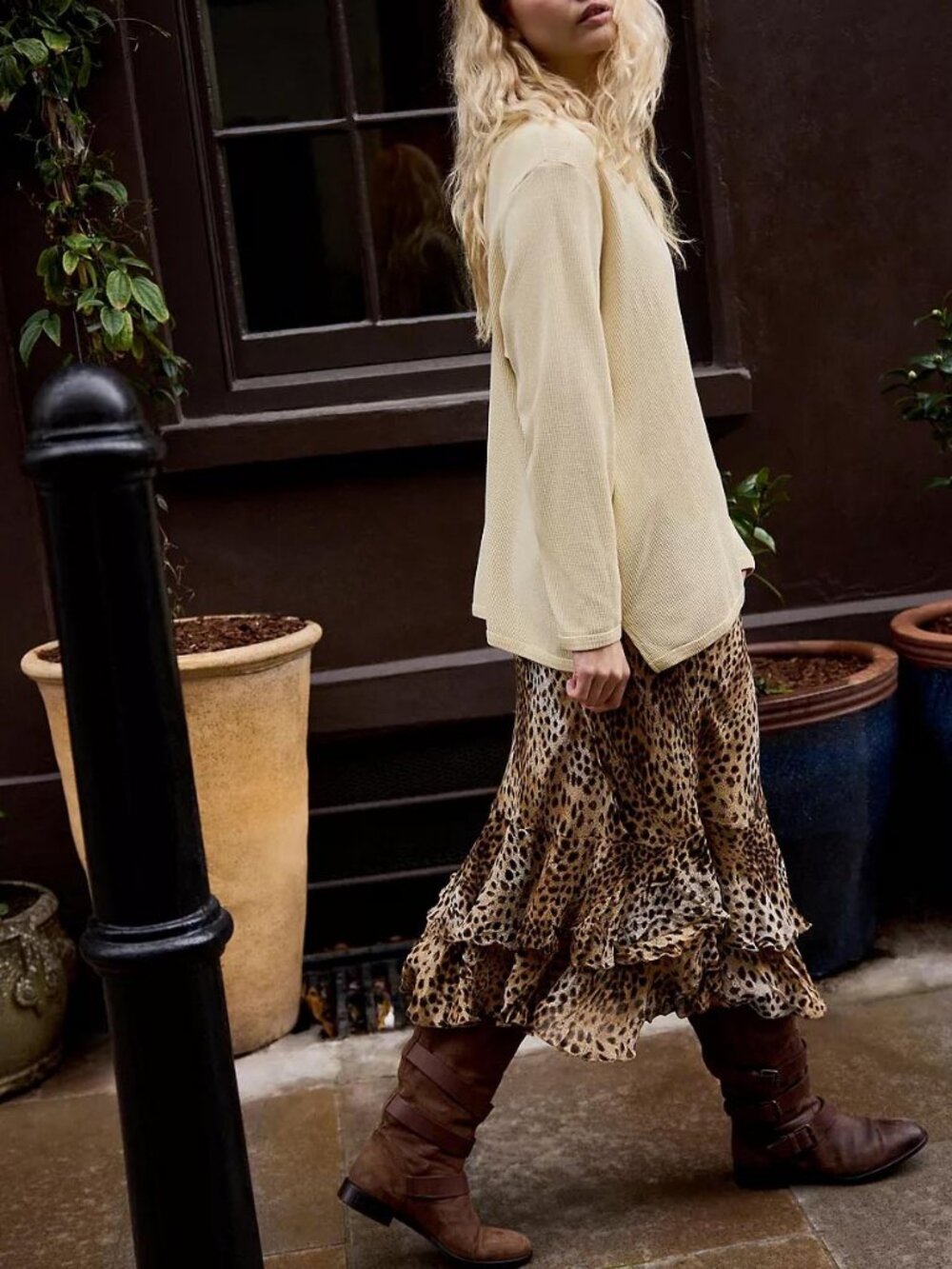 Urban Renewal/Taifun Collection Leopard Midi Skirt, EU 42/US 10-12